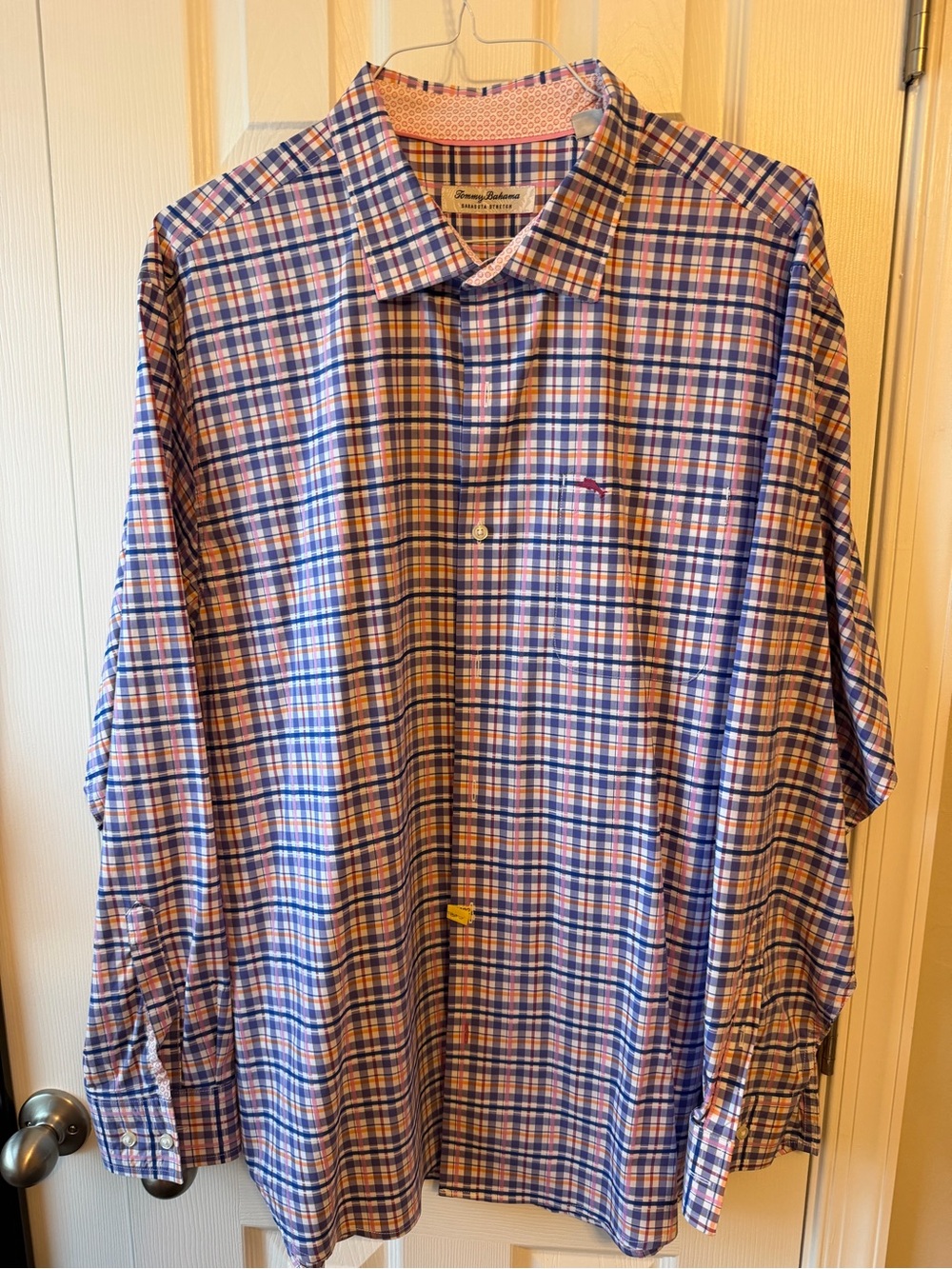 Tommy Bahama Blue and Pink Plaid Button-Down Shirt